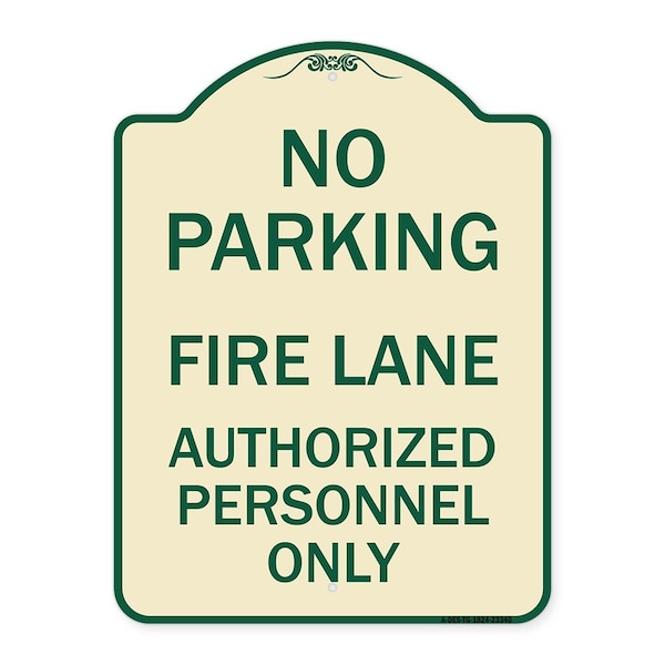 Parking Fire Lane Authorized Personnel Heavy-Gauge Aluminum Sign, 24" x 18", TG-1824-23340